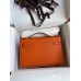 Hermes Kelly Pochette Handmade Bag In Orange Epsom Calfskin Hermes Kelly Pochette Handmade Bag In Orange Epsom Calfskin