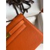 Hermes Kelly Pochette Handmade Bag In Orange Epsom Calfskin Hermes Kelly Pochette Handmade Bag In Orange Epsom Calfskin