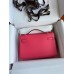 Hermes Kelly Pochette Handmade Bag In Rose Lipstick Epsom Calfskin Hermes Kelly Pochette Handmade Bag In Rose Lipstick Epsom Calfskin