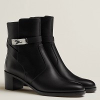 Hermes Frenchie 50mm Ankle Boots In Black Calfskin Hermes Frenchie 50mm Ankle Boots In Black Calfskin