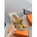 Hermes Women's Chypre Sandals in Beige Suede with Shearling Hermes Womens Chypre Sandals in Beige Suede with Shearling