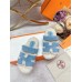 Hermes Women's Chypre Sandals in Blue Suede with Shearling Hermes Womens Chypre Sandals in Blue Suede with Shearling