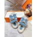 Hermes Women's Chypre Sandals in Blue Suede with Shearling Hermes Womens Chypre Sandals in Blue Suede with Shearling