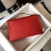 Hermes Kelly Pochette Bag In Red Epsom Leather Hermes Kelly Pochette Bag In Red Epsom Leather