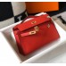 Hermes Kelly Pochette Bag In Red Epsom Leather Hermes Kelly Pochette Bag In Red Epsom Leather