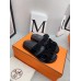Hermes Women's Chypre Sandals In Black Suede Calfskin Hermes Womens Chypre Sandals In Black Suede Calfskin