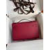Hermes Kelly Pochette Handmade Bag In Ruby Epsom Calfskin Hermes Kelly Pochette Handmade Bag In Ruby Epsom Calfskin