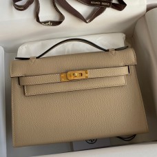 Hermes Kelly Pochette Handmade Bag In Trench Epsom Calfskin Hermes Kelly Pochette Handmade Bag In Trench Epsom Calfskin