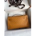 Hermes Kelly Pochette Handmade Bag In Sesame Ostrich Leather Hermes Kelly Pochette Handmade Bag In Sesame Ostrich Leather