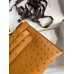 Hermes Kelly Pochette Handmade Bag In Sesame Ostrich Leather Hermes Kelly Pochette Handmade Bag In Sesame Ostrich Leather