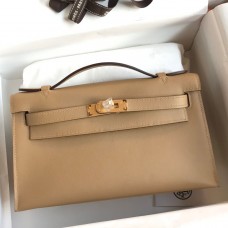Hermes Kelly Pochette Handmade Bag In Biscuit Swift Calfskin Hermes Kelly Pochette Handmade Bag In Biscuit Swift Calfskin
