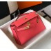 Hermes Kelly Pochette Bag In Rose Lipstick Epsom Leather Hermes Kelly Pochette Bag In Rose Lipstick Epsom Leather