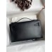 Hermes Kelly Pochette Handmade Bag In Black Swift Calfskin Hermes Kelly Pochette Handmade Bag In Black Swift Calfskin