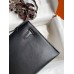 Hermes Kelly Pochette Handmade Bag In Black Swift Calfskin Hermes Kelly Pochette Handmade Bag In Black Swift Calfskin