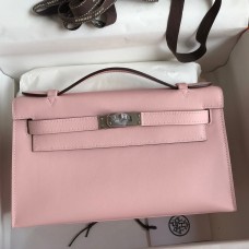 Hermes Kelly Pochette Handmade Bag In Rose Sakura Swift Calfskin Hermes Kelly Pochette Handmade Bag In Rose Sakura Swift Calfskin