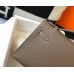 Hermes Kelly Pochette Bag In Taupe Grey Epsom Leather Hermes Kelly Pochette Bag In Taupe Grey Epsom Leather