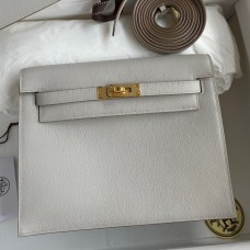 Hermes Kelly Danse II Bag In Pearl Grey Evercolor Calfskin Hermes Kelly Danse II Bag In Pearl Grey Evercolor Calfskin