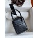 Hermes Mini Lindy Handmade Bag In Black Matte Alligator Leather