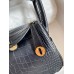Hermes Mini Lindy Handmade Bag In Black Matte Alligator Leather