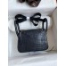 Hermes Mini Lindy Handmade Bag In Black Matte Alligator Leather