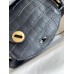 Hermes Mini Lindy Handmade Bag In Black Matte Alligator Leather