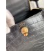 Hermes Mini Lindy Handmade Bag In Black Matte Alligator Leather