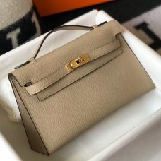 Hermes Kelly Pochette Bag In Gris Tourterelle Epsom Leather Hermes Kelly Pochette Bag In Gris Tourterelle Epsom Leather