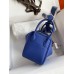 Hermes Mini Lindy Handmade Bag In Blue Electric Clemence Leather Hermes Mini Lindy Handmade Bag In Blue Electric Clemence Leather