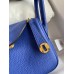 Hermes Mini Lindy Handmade Bag In Blue Electric Clemence Leather Hermes Mini Lindy Handmade Bag In Blue Electric Clemence Leather