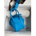 Hermes Mini Lindy Handmade Bag In Blue Frida Clemence Leather Hermes Mini Lindy Handmade Bag In Blue Frida Clemence Leather