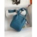 Hermes Mini Lindy Handmade Bag In Blue Jean Clemence Leather Hermes Mini Lindy Handmade Bag In Blue Jean Clemence Leather