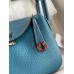 Hermes Mini Lindy Handmade Bag In Blue Jean Clemence Leather Hermes Mini Lindy Handmade Bag In Blue Jean Clemence Leather