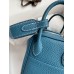 Hermes Mini Lindy Handmade Bag In Blue Jean Clemence Leather Hermes Mini Lindy Handmade Bag In Blue Jean Clemence Leather