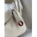 Hermes Mini Lindy Handmade Bag In Craie Clemence Leather Hermes Mini Lindy Handmade Bag In Craie Clemence Leather