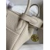 Hermes Mini Lindy Handmade Bag In Craie Clemence Leather Hermes Mini Lindy Handmade Bag In Craie Clemence Leather