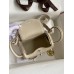 Hermes Mini Lindy Handmade Bag In Craie Clemence Leather Hermes Mini Lindy Handmade Bag In Craie Clemence Leather