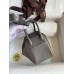 Hermes Mini Lindy Handmade Bag In Etain Clemence Leather Hermes Mini Lindy Handmade Bag In Etain Clemence Leather