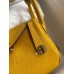 Hermes Mini Lindy Handmade Bag In Jaune Ambre Clemence Leather Hermes Mini Lindy Handmade Bag In Jaune Ambre Clemence Leather