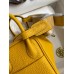 Hermes Mini Lindy Handmade Bag In Jaune Ambre Clemence Leather Hermes Mini Lindy Handmade Bag In Jaune Ambre Clemence Leather