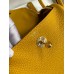 Hermes Mini Lindy Handmade Bag In Jaune Ambre Clemence Leather Hermes Mini Lindy Handmade Bag In Jaune Ambre Clemence Leather