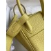 Hermes Mini Lindy Handmade Bag In Jaune Poussin Clemence Leather Hermes Mini Lindy Handmade Bag In Jaune Poussin Clemence Leather
