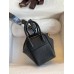 Hermes Mini Lindy Handmade Bag In Black Clemence Leather Hermes Mini Lindy Handmade Bag In Black Clemence Leather
