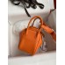 Hermes Mini Lindy Handmade Bag In Orange Clemence Leather Hermes Mini Lindy Handmade Bag In Orange Clemence Leather