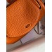 Hermes Mini Lindy Handmade Bag In Orange Clemence Leather Hermes Mini Lindy Handmade Bag In Orange Clemence Leather