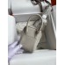 Hermes Mini Lindy Handmade Bag In Pearl Grey Clemence Leather Hermes Mini Lindy Handmade Bag In Pearl Grey Clemence Leather