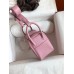 Hermes Mini Lindy Handmade Bag In Pink Clemence Leather Hermes Mini Lindy Handmade Bag In Pink Clemence Leather