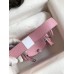 Hermes Mini Lindy Handmade Bag In Pink Clemence Leather Hermes Mini Lindy Handmade Bag In Pink Clemence Leather