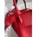 Hermes Mini Lindy Handmade Bag In Red Clemence Leather Hermes Mini Lindy Handmade Bag In Red Clemence Leather