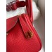 Hermes Mini Lindy Handmade Bag In Red Clemence Leather Hermes Mini Lindy Handmade Bag In Red Clemence Leather