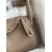 Hermes Mini Lindy Handmade Bag In Taupe Clemence Leather Hermes Mini Lindy Handmade Bag In Taupe Clemence Leather